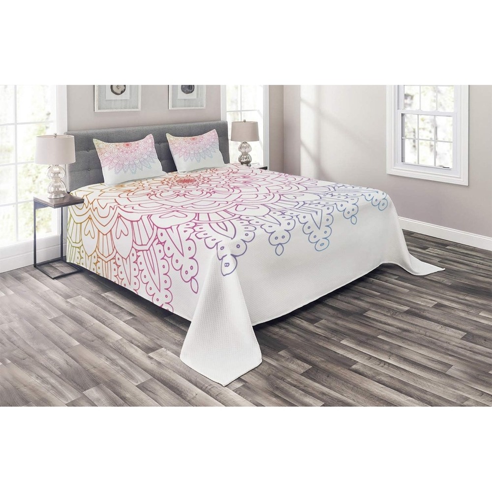 Ambesonne Rainbow Mandala Duvet Bedspread Set Queen‎ Size